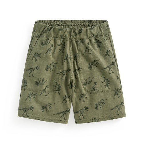 竹節棉恐龍印花口袋短褲-童