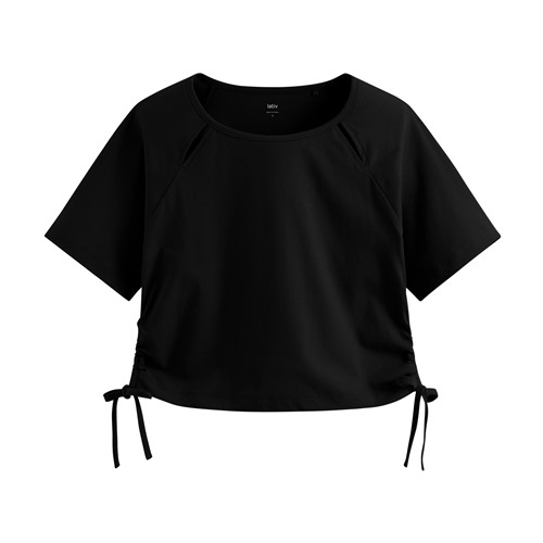 吸排抽繩短版T恤-女