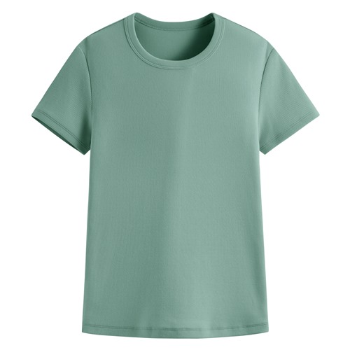 羅紋圓領短袖T恤-女