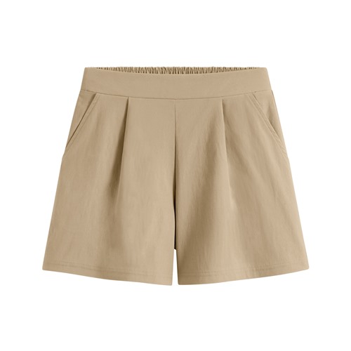 彈力打褶短褲-女