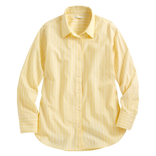 柔棉條紋長袖襯衫-女