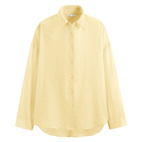 細褶紋理寬版襯衫-女