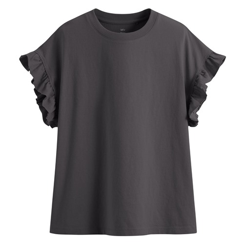 純棉粗紡荷葉袖上衣-女