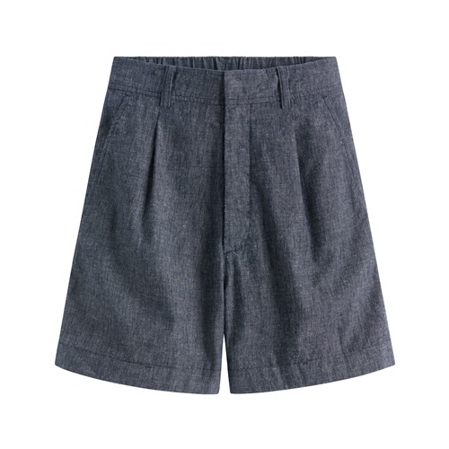 棉麻打褶五分褲-女