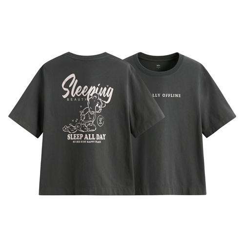 純棉寬版印花T恤-女