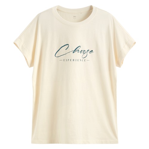 竹節棉文字寬版T恤-女