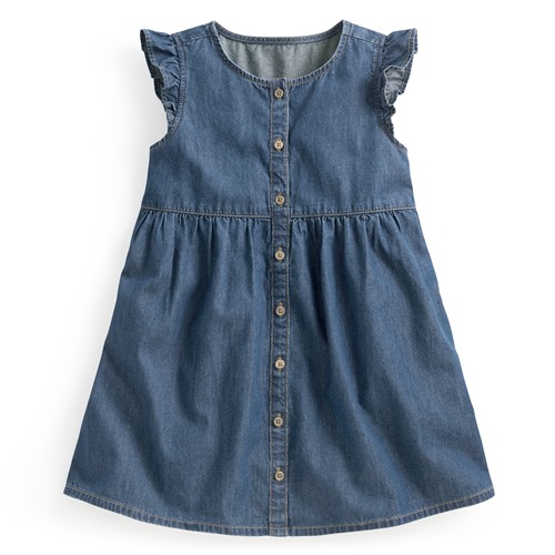 牛仔荷葉袖洋裝-童