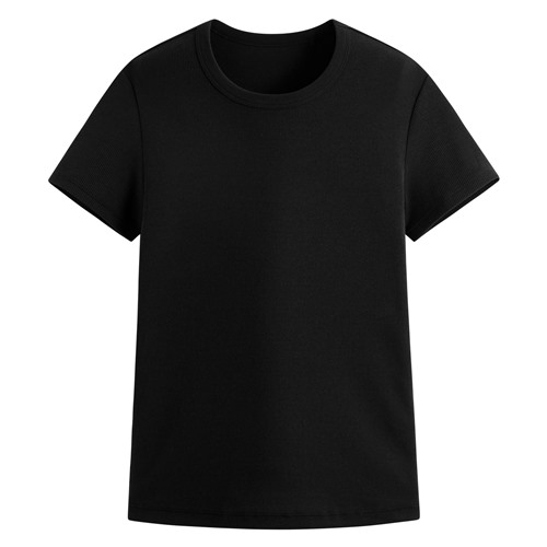 羅紋圓領短袖T恤-女