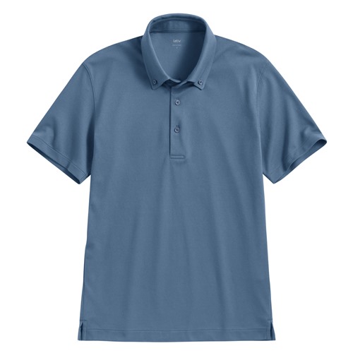 涼感網眼鈕釦領polo衫-男