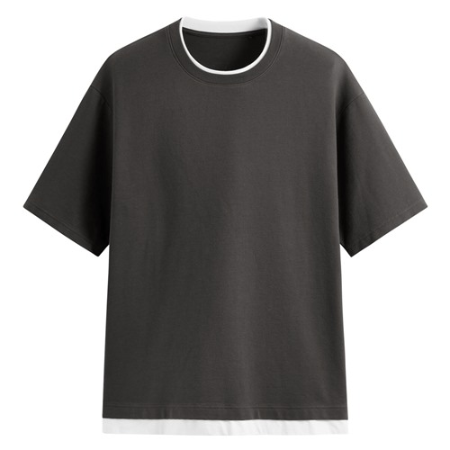 棉質立體織紋配色T恤-男