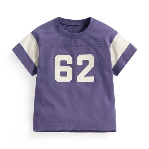 純棉文字寬版拼接T恤-Baby