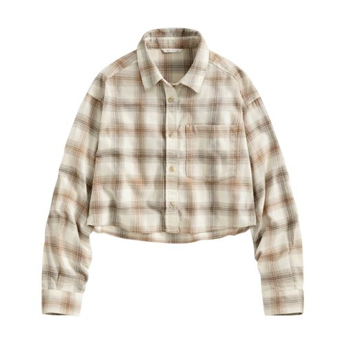 法蘭絨短版襯衫-女