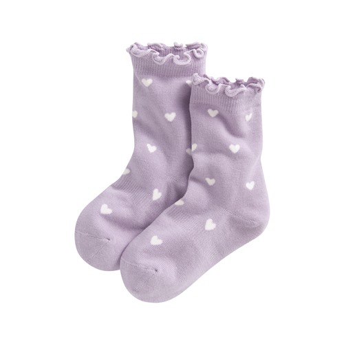 木耳邊愛心提花中筒襪-童