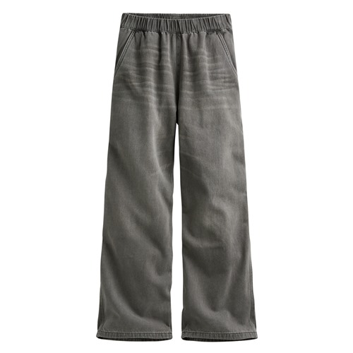 鬆緊牛仔寬褲-女