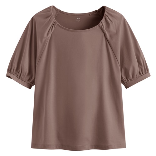 絲光棉泡泡袖上衣-女