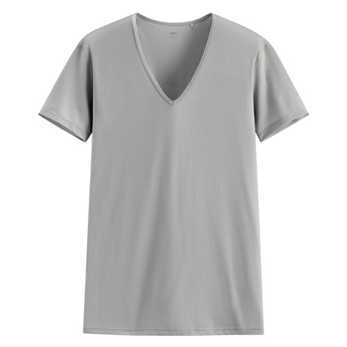 輕涼網眼V領短袖T恤-男