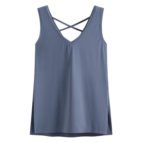 運動美背大V領長版背心-女