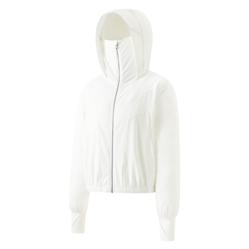 涼感抗UV機能寬短版連帽外套-女