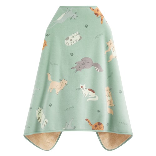 Fleece貓咪印花家居毯-中性款