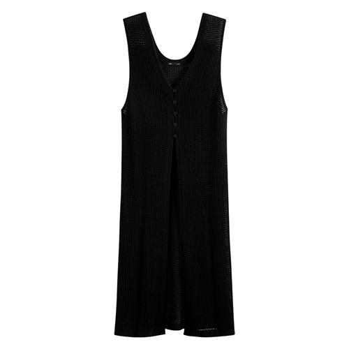 鏤空針織長版背心-女