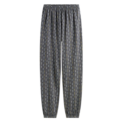 竹節棉印花束口褲-女