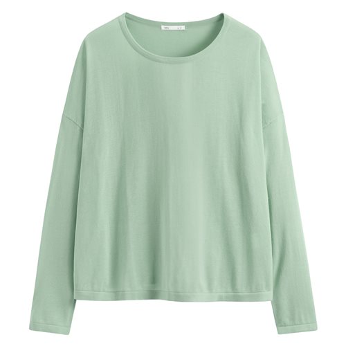 透膚寬鬆短版針織衫-女