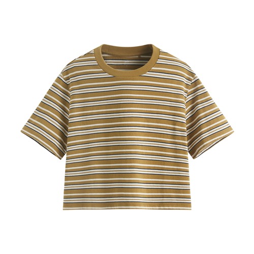 純棉短版條紋T恤-女