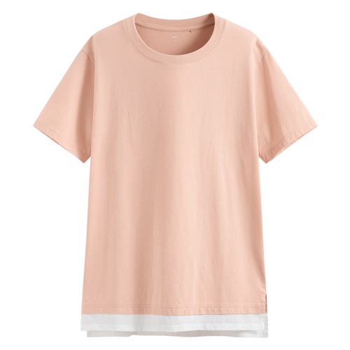 純棉寬版假兩件T恤-女