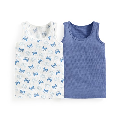 純棉網眼印花背心(2入)-Baby