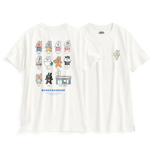 Bunni Konbiny寬長版印花T恤-08-女