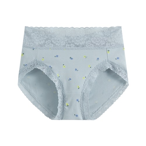 棉質蕾絲小花印花高腰內褲-女