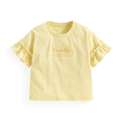 荷葉袖文字電繡上衣-童