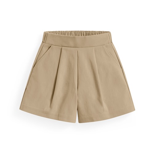 彈力打褶寬襬短褲-童