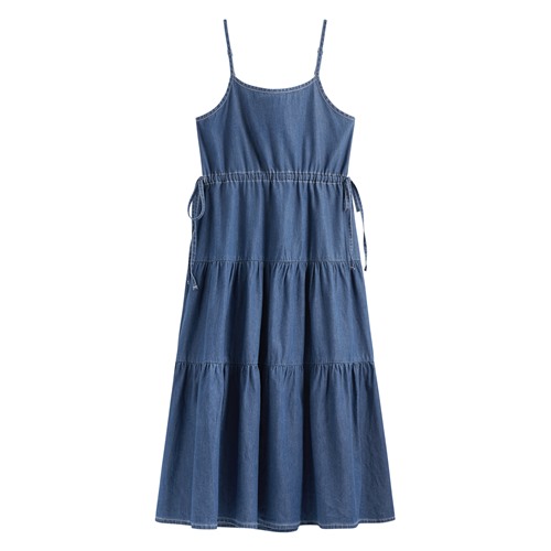 細肩牛仔蛋糕洋裝-女