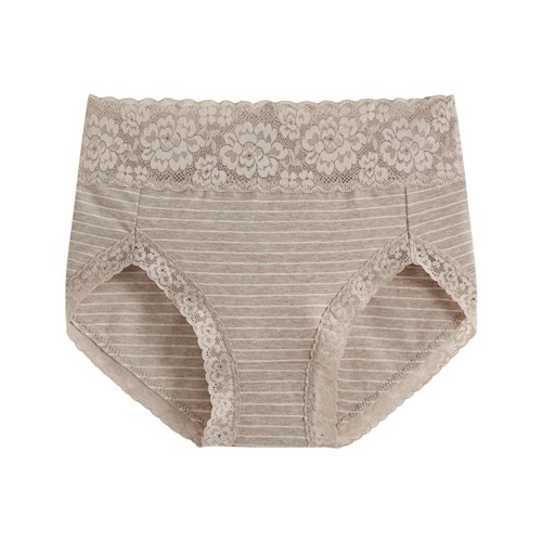 棉質蕾絲條紋高腰內褲-女