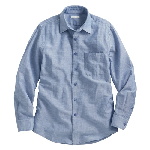 棉麻長袖襯衫-男