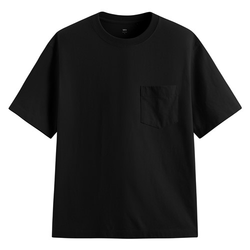 純棉厚寬版口袋五分袖T恤-男