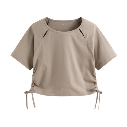 吸排抽繩短版T恤-女