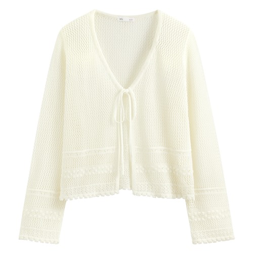 鏤空綁帶開襟外套-女