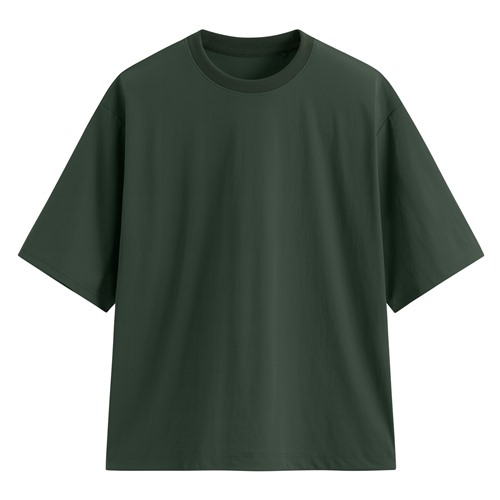 涼感彈力寬版抽繩T恤-男