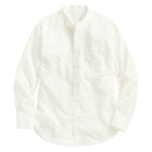 棉麻立領長袖襯衫-男