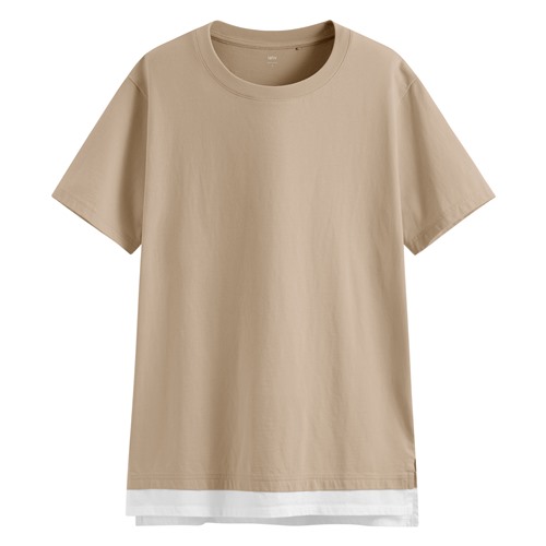 純棉寬版假兩件T恤-女