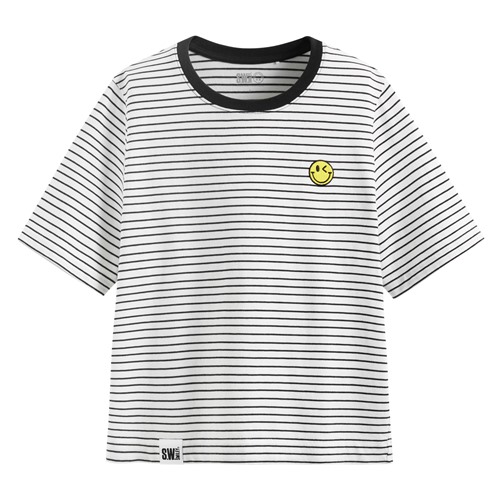 S.W.SMILEY®純棉寬版電繡T恤-女