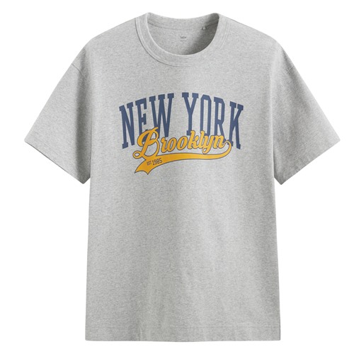 粗紡寬版文字印花T恤-01-男