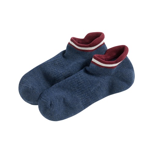 毛圈運動配條踝襪-男