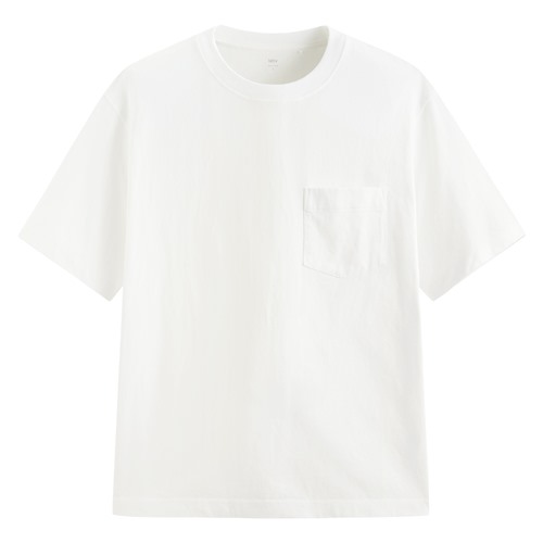 純棉厚寬版口袋五分袖T恤-男