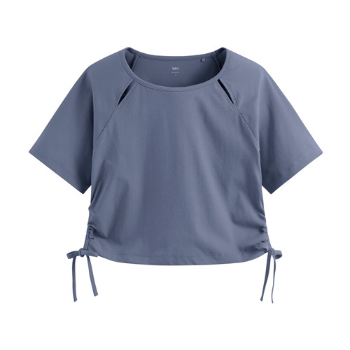 吸排抽繩短版T恤-女