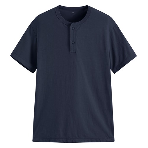 竹節棉亨利領T恤-男