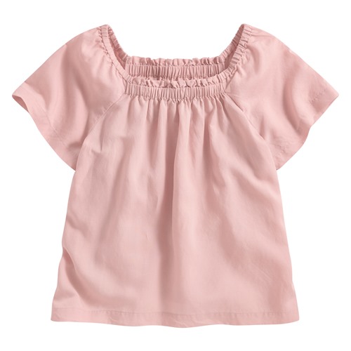 亞麻混紡方領寬版上衣-女