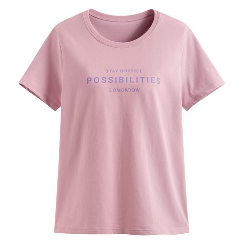 Bra文字印花圓領短袖T恤-女